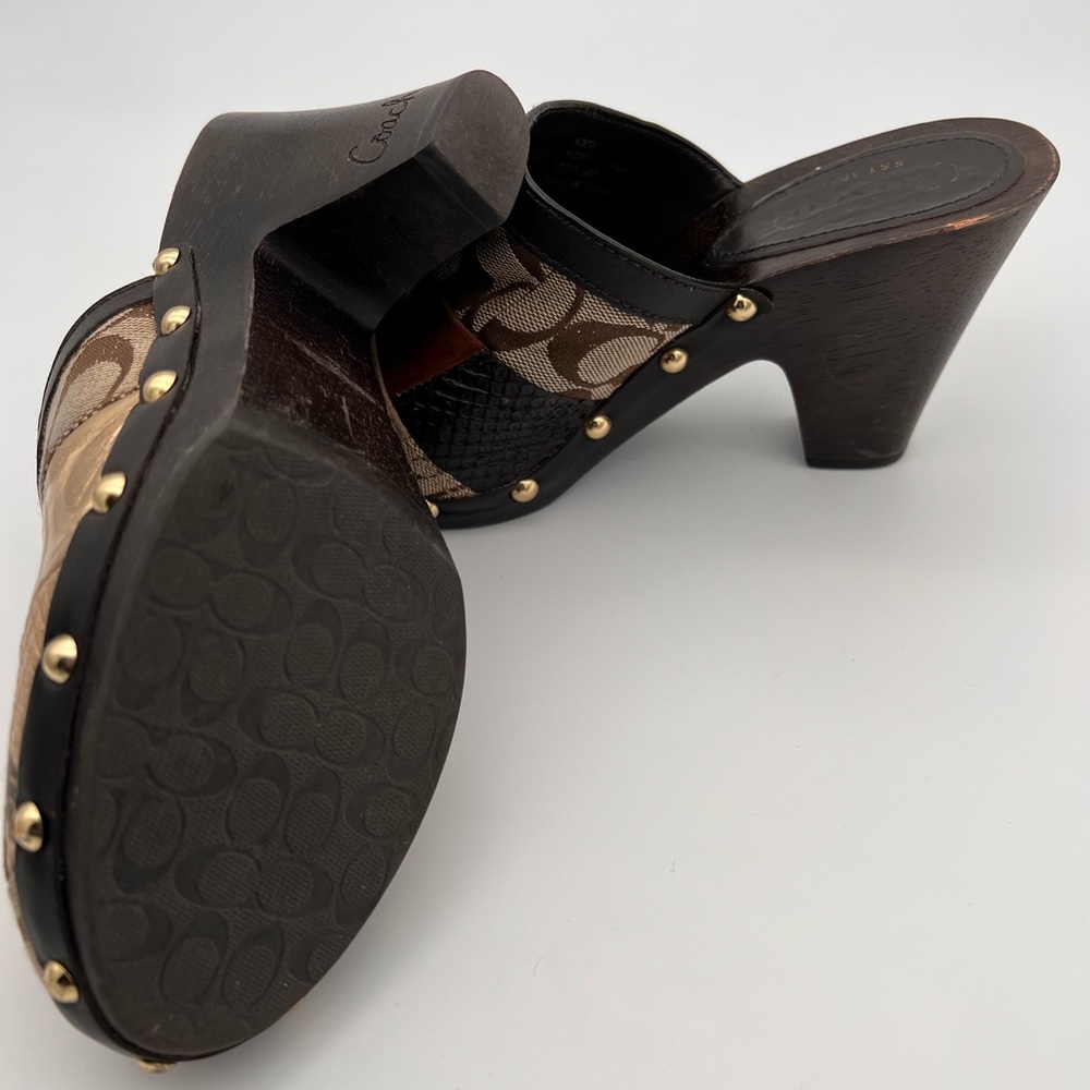 Coach Mules, Patchwork, Gold Studded - image 7
